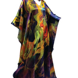 Cold Spring Night Silk Satin Maxi Kaftan