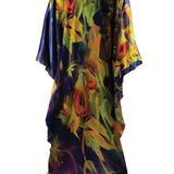 Cold Spring Night Silk Satin Maxi Kaftan