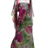 Orchids in Love Silk Kimono Dress Floor Length