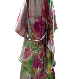 Orchids in Love Silk Kimono Dress Floor Length
