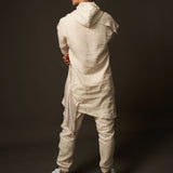 Hoodie Sherwani Top – Beige with Metallic Accents