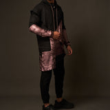 Hoodie Sherwani Top – Black with Pink Metallic Accents