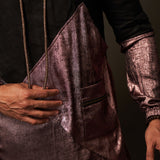 Hoodie Sherwani Top – Black with Pink Metallic Accents