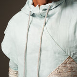 Hoodie Sherwani Top – Teal Pastel with Metallic Accents