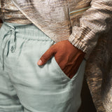 Hoodie Sherwani Top – Teal Pastel with Metallic Accents