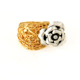 Sterling Silver Gold plated "Rose" with Zircon Ring