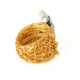 Sterling Silver Gold plated "Rose" with Zircon Ring