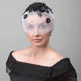 White Beaded Veil Headpiece